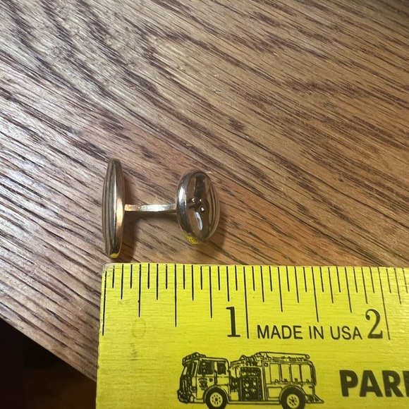 Art Deco Reverse Carved Crystal /Glass Horse Gold-filled Cufflinks & Tie Clip
